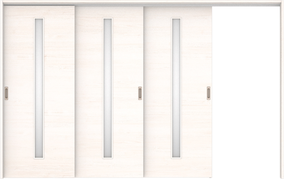 リビングドア　ハピア　吊戸・３枚片引　扉セット　Ｕ８デザイン　３２１９幅用　２０００高　〈ネオホワイト〉　左引用　空錠　ラクラクローズ付用