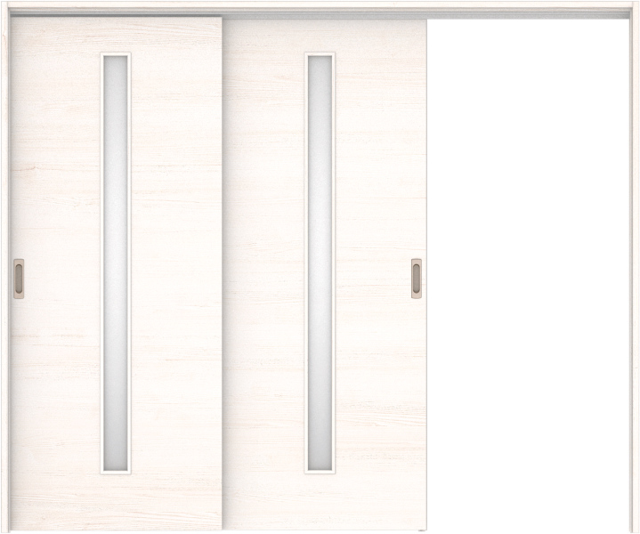 リビングドア　ハピア　吊戸・２枚片引　扉セット　Ｕ８デザイン　２４３２幅用　２０００高　〈ネオホワイト〉　右引用　空錠　ラクラクローズ付用