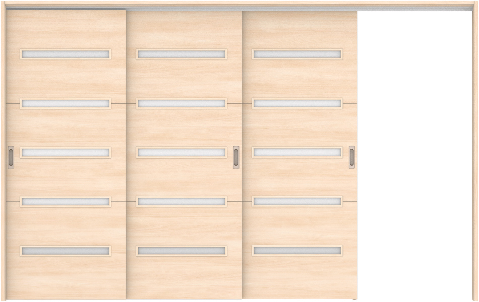 リビングドア　ハピア　吊戸・３枚片引　扉セット　Ｙ４デザイン　３２１９幅用　２０００高　〈クリアベージュ〉　右引用　空錠　ラクラクローズ付用