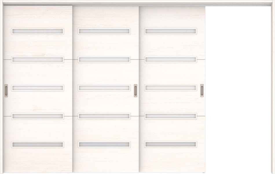 リビングドア　ハピア　吊戸・３枚片引　扉セット　Ｙ４デザイン　３２１９幅用　２０００高　〈ネオホワイト〉　右引用　空錠　ラクラクローズ付用