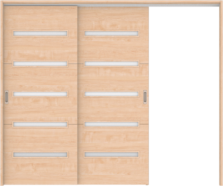 リビングドア　ハピア　吊戸・２枚片引　扉セット　Ｙ４デザイン　２４３２幅用　２０００高　〈ミルベージュ〉　右引用　空錠　ラクラクローズ付用