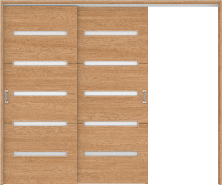 リビングドア　ハピア　吊戸・２枚片引　扉セット　Ｙ４デザイン　２４３２幅用　２０００高　〈ティーブラウン〉　左引用　空錠　ラクラクローズ付用