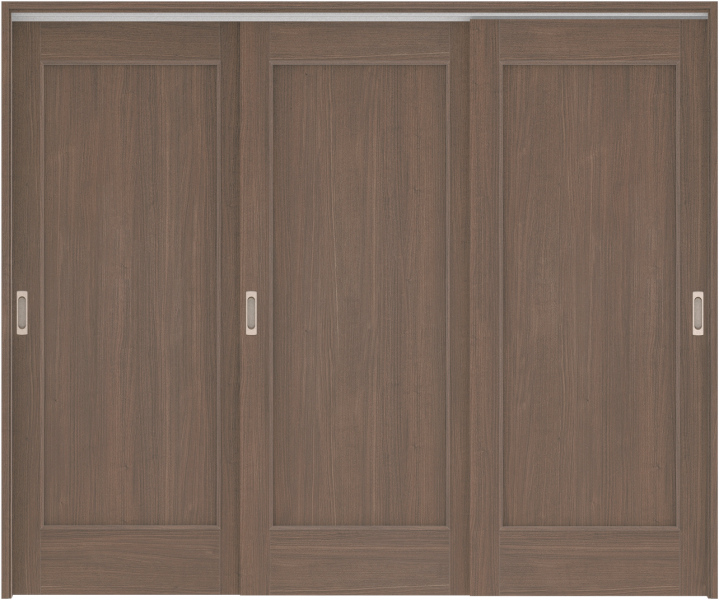 リビングドア　ハピア　吊戸・３枚引違　扉セット　０１デザイン　２４３２幅用　２０００高　〈ダルブラウン〉　左右兼用　空錠　ラクラクローズ付用