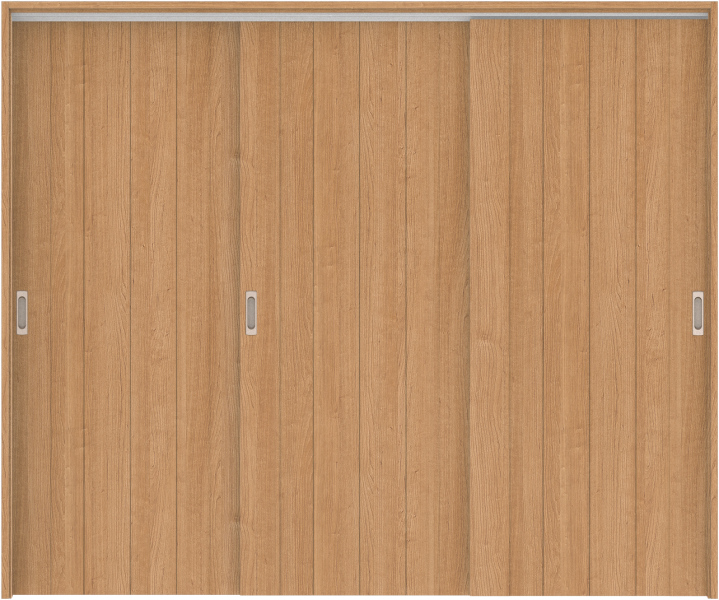 リビングドア　ハピア　吊戸・３枚引違　扉セット　０Ｓデザイン　２４３２幅用　２０００高　〈ティーブラウン〉　左右兼用　空錠　ラクラクローズ付用