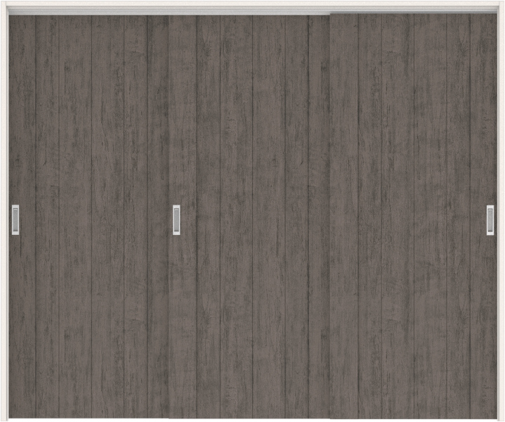 リビングドア　ハピアトレンドウッド調　吊戸・３枚引違　扉セット　０Ｓデザイン　２４３２幅用　２０００高　〈ドライブラック〉　左右兼用　空錠　ラクラクローズ付用