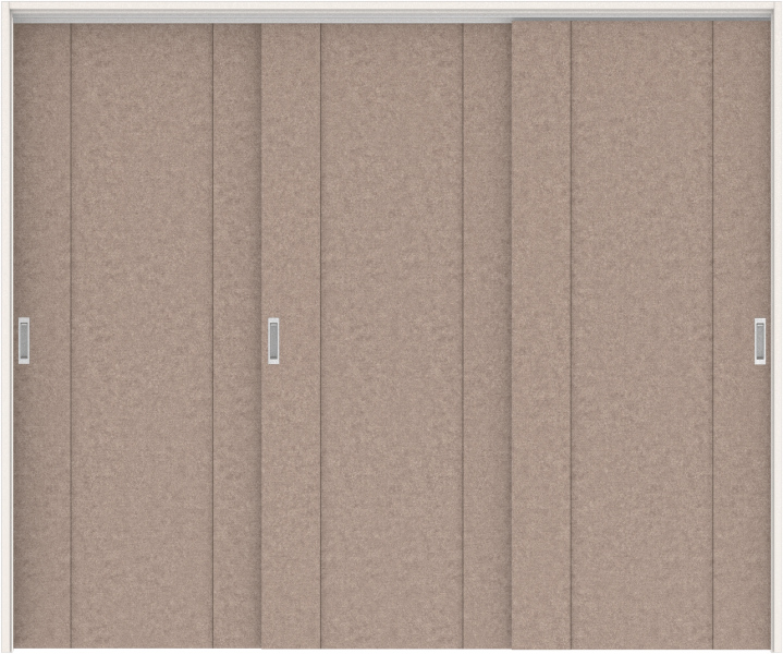 リビングドア　ハピアレザー調　吊戸・３枚引違　扉セット　１Ｐデザイン　２４３２幅用　２０００高　〈リアーピ（グレー）〉　左右兼用　空錠　ラクラクローズ付用