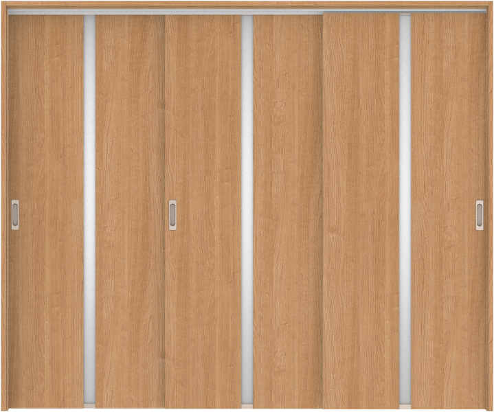 リビングドア　ハピア　吊戸・３枚引違　扉セット　２Ｐデザイン　２４３２幅用　２０００高　〈ティーブラウン〉　左右兼用　空錠　ラクラクローズ付用