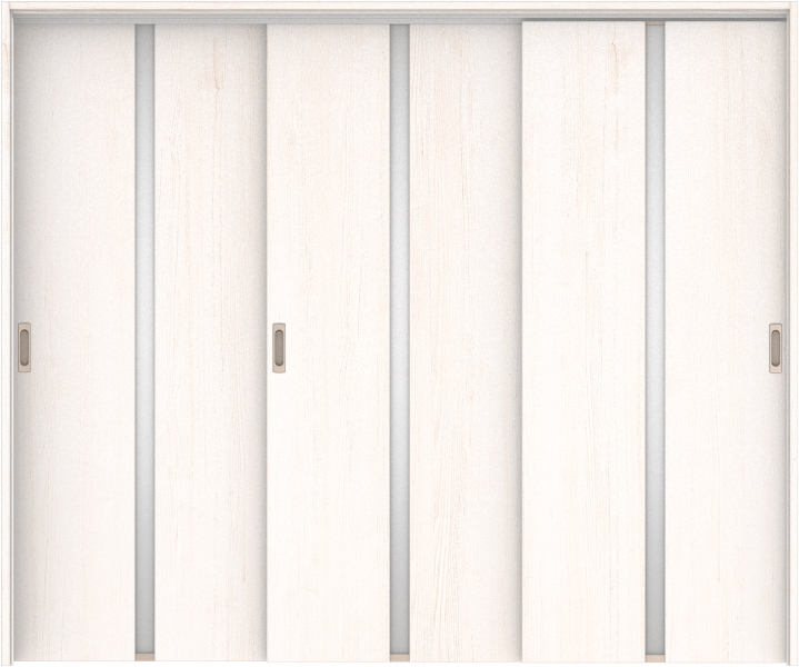 リビングドア　ハピア　吊戸・３枚引違　扉セット　２Ｐデザイン　２４３２幅用　２０００高　〈ネオホワイト〉　左右兼用　空錠　ラクラクローズ付用