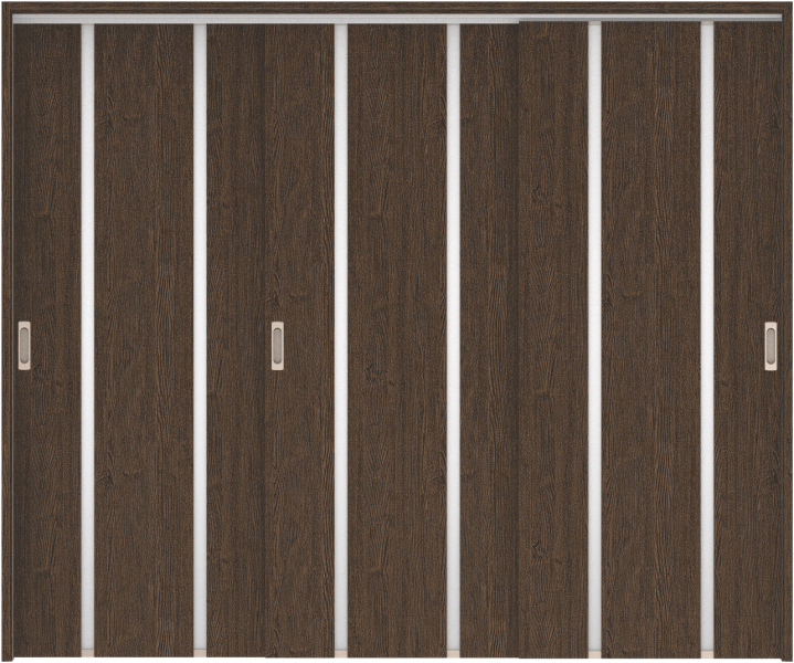 リビングドア　ハピア　吊戸・３枚引違　扉セット　３Ｐデザイン　２４３２幅用　２０００高　〈オフブラック〉　左右兼用　空錠　ラクラクローズ付用