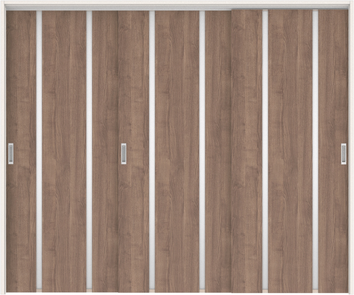 リビングドア　ハピアトレンドウッド調　吊戸・３枚引違　扉セット　３Ｐデザイン　２４３２幅用　２０００高　〈マロンブラウン〉　左右兼用　空錠　ラクラクローズ付用