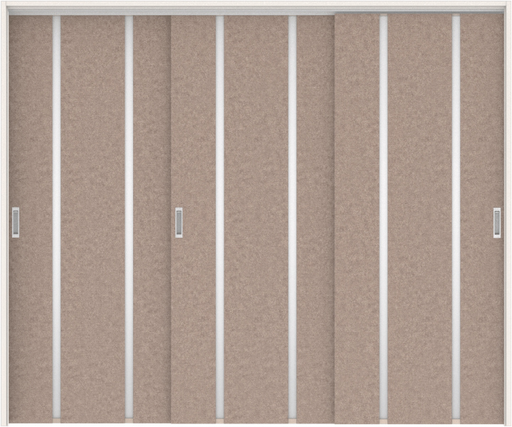 リビングドア　ハピアレザー調　吊戸・３枚引違　扉セット　３Ｐデザイン　２４３２幅用　２０００高　〈リアーピ（グレー）〉　左右兼用　空錠　ラクラクローズ付用