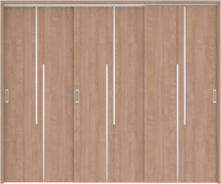 リビングドア　ハピア　吊戸・３枚引違　扉セット　７Ｐデザイン　２４３２幅用　２０００高　〈トープグレー〉　左右兼用　空錠　ラクラクローズ付用