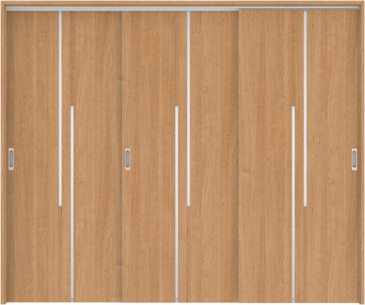 リビングドア　ハピア　吊戸・３枚引違　扉セット　７Ｐデザイン　２４３２幅用　２０００高　〈ティーブラウン〉　左右兼用　空錠　ラクラクローズ付用