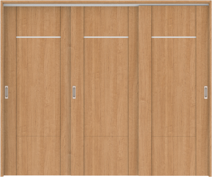 リビングドア　ハピア　吊戸・３枚引違　扉セット　８Ｐデザイン　２４３２幅用　２０００高　〈ティーブラウン〉　左右兼用　空錠　ラクラクローズ付用