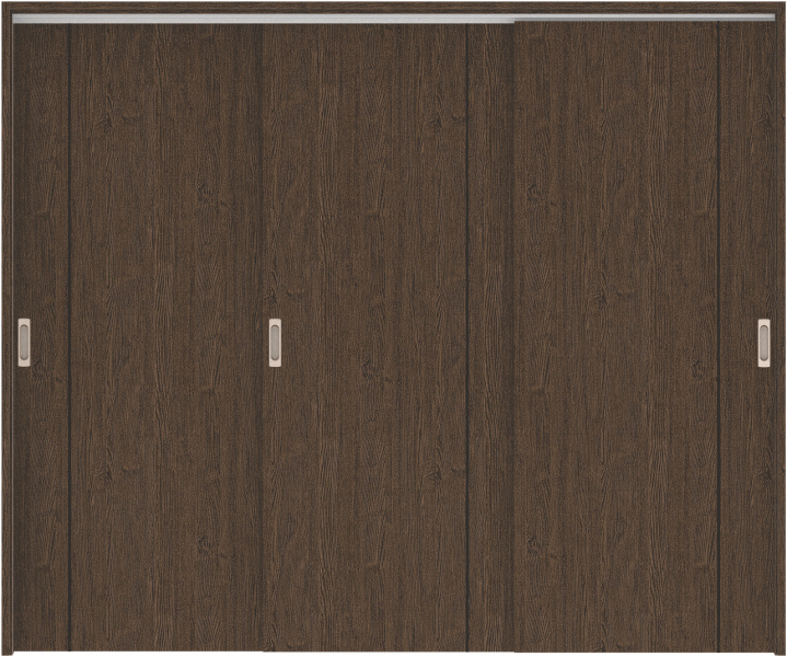 リビングドア　ハピア　吊戸・３枚引違　扉セット　Ｂ１デザイン　２４３２幅用　２０００高　〈オフブラック〉　左右兼用　空錠　ラクラクローズ付用