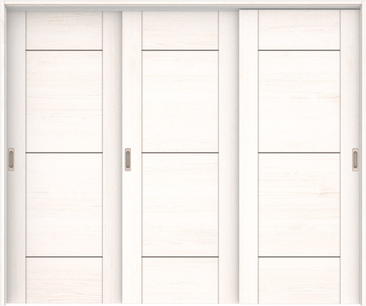 リビングドア　ハピア　吊戸・３枚引違　扉セット　Ｂ９デザイン　２４３２幅用　２０００高　〈ネオホワイト〉　左右兼用　空錠　ラクラクローズ付用