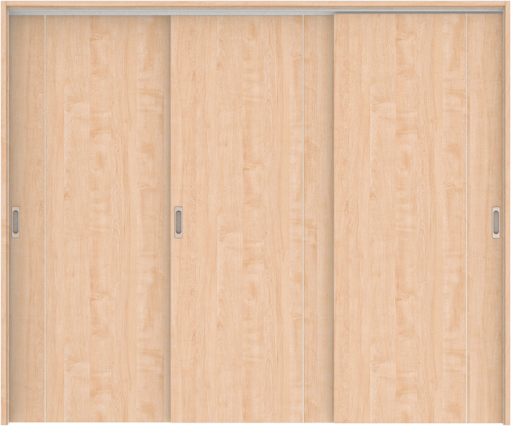 リビングドア　ハピア　吊戸・３枚引違　扉セット　Ｄ３デザイン　２４３２幅用　２０００高　〈ミルベージュ〉　左右兼用　空錠　ラクラクローズ付用