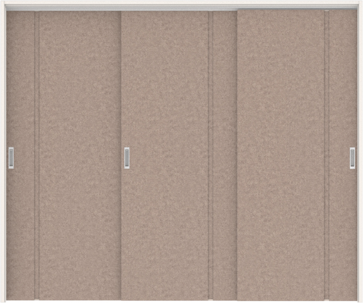 リビングドア　ハピアレザー調　吊戸・３枚引違　扉セット　Ｌ８デザイン　２４３２幅用　２０００高　〈リアーピ（グレー）〉　左右兼用　空錠　ラクラクローズ付用