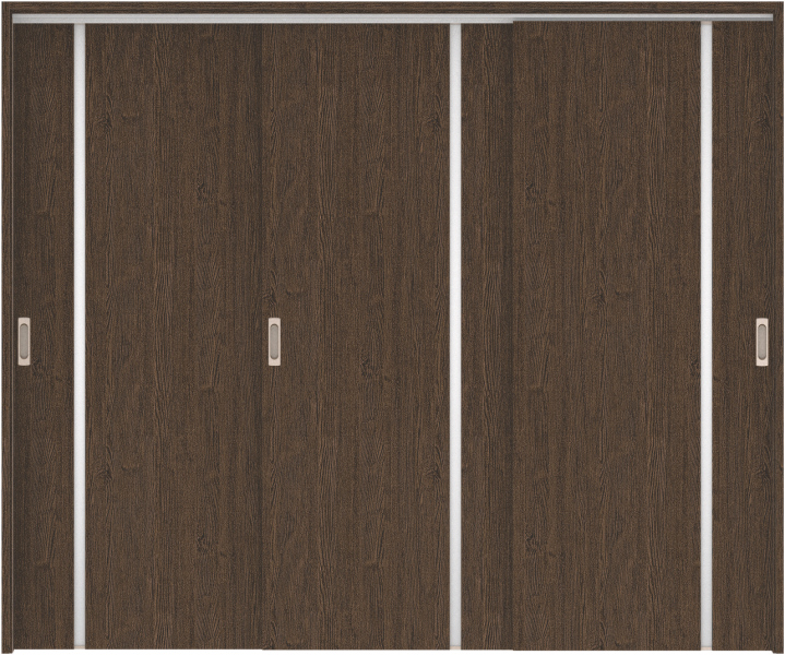 リビングドア　ハピア　吊戸・３枚引違　扉セット　Ｌ９デザイン　２４３２幅用　２０００高　〈オフブラック〉　左右兼用　空錠　ラクラクローズ付用