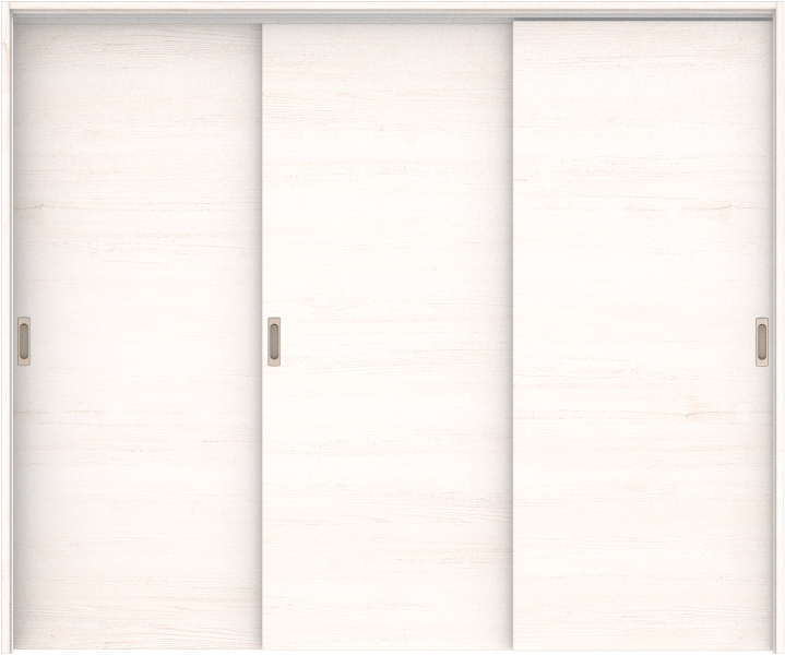 リビングドア　ハピア　吊戸・３枚引違　扉セット　Ｕ０デザイン　２４３２幅用　２０００高　〈ネオホワイト〉　左右兼用　空錠　ラクラクローズ付用