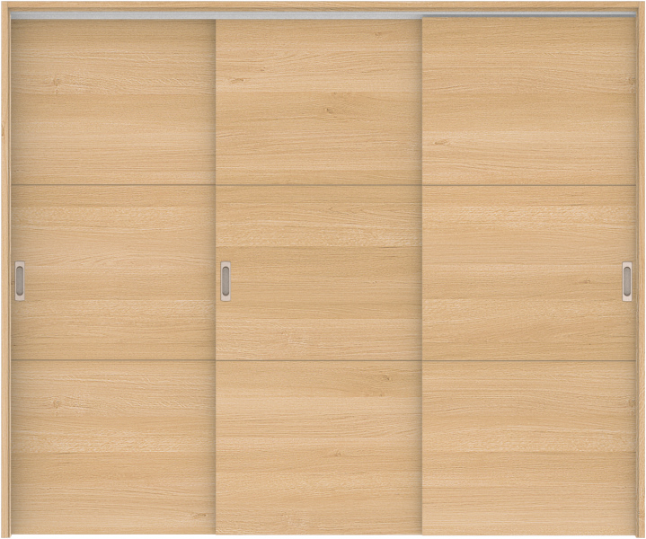 リビングドア　ハピア　吊戸・３枚引違　セット　Ｕ４デザイン　２４３２幅用　２０００高　〈ライトオーカー〉　左右兼用　空錠　ラクラクローズ付　固定枠１５４　レール〈シルバー〉