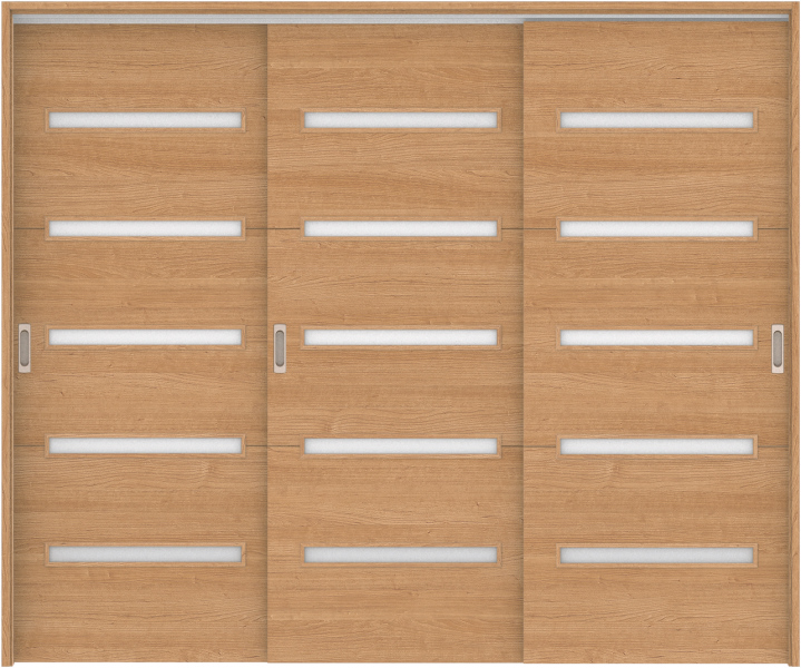 リビングドア　ハピア　吊戸・３枚引違　扉セット　Ｙ４デザイン　２４３２幅用　２０００高　〈ティーブラウン〉　左右兼用　空錠　ラクラクローズ付用