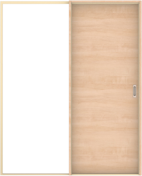 ハピア　戸襖　引戸・片引　扉セット　Ｕ０デザイン　１６４５幅用　２０００高　〈ミルベージュ〉　化粧タイプ（刷毛引き風）〈黒縁〉　左　〈ブラック〉×〈Ｔシルバー〉