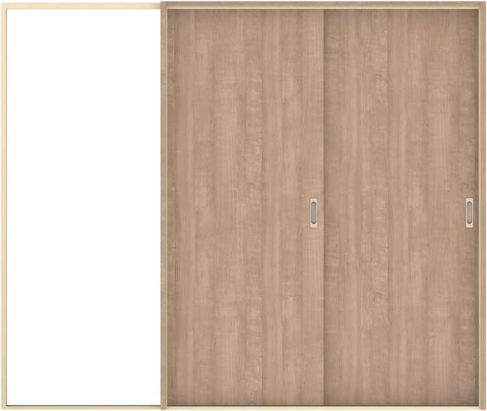 ハピア　戸襖　引戸・２枚片引　扉セット　００デザイン　２４３２幅用　２０００高　〈トープグレー〉　素地タイプ〈黒縁〉　左　〈ブラック〉×〈Ｔシルバー〉