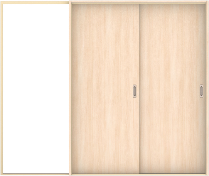 ハピア　戸襖　引戸・２枚片引　扉セット　００デザイン　２４３２幅用　２０００高　〈クリアベージュ〉　化粧タイプ（刷毛引き風）〈白縁〉　左　〈Ｔシルバー〉×〈Ｔシルバー〉