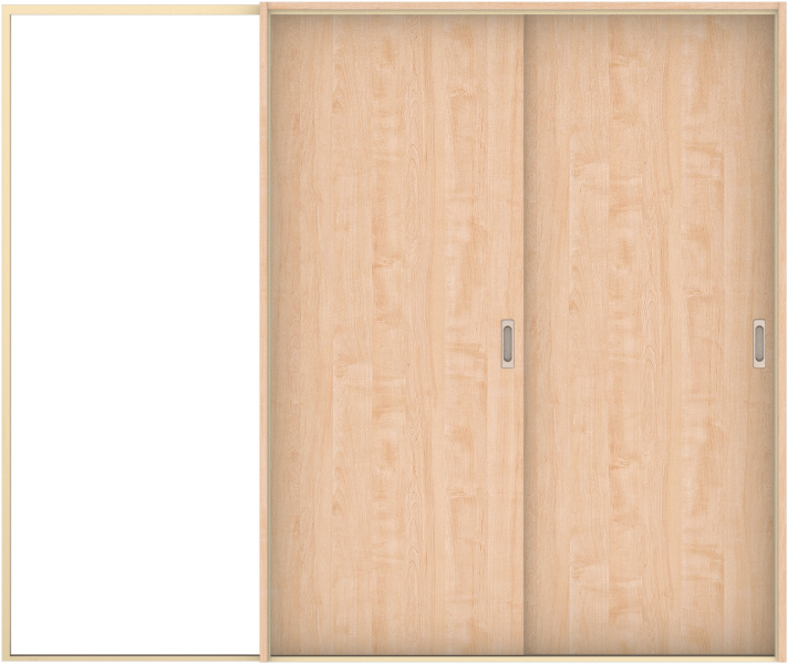 ハピア　戸襖　引戸・２枚片引　扉セット　００デザイン　２４３２幅用　２０００高　〈ミルベージュ〉　素地タイプ〈黒縁〉　左　〈ブラック〉×〈Ｔシルバー〉