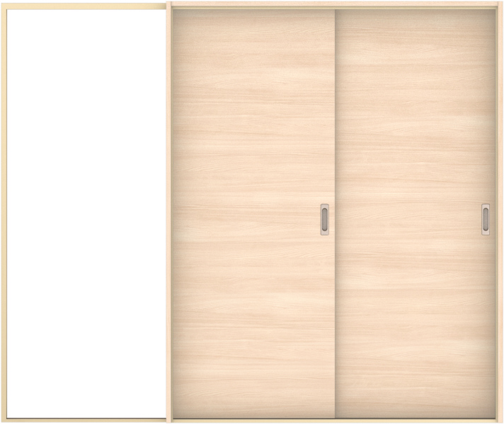 ハピア　戸襖　引戸・２枚片引　扉セット　Ｕ０デザイン　２４３２幅用　２０００高　〈クリアベージュ〉　素地タイプ〈黒縁〉　左　〈ブラック〉×〈Ｔシルバー〉