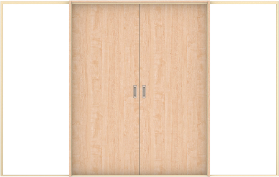 ハピア　戸襖　引戸・引分　扉セット　００デザイン　３２５５幅用　２０００高　〈ミルベージュ〉　化粧タイプ（刷毛引き風）〈黒縁〉　左右兼用　〈ブラック〉×〈Ｔシルバー〉