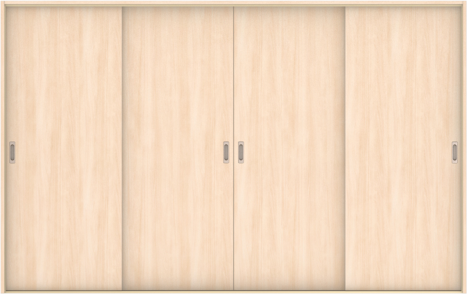 ハピア　戸襖　引戸・４枚引違　扉セット　００デザイン　３２５５幅用　２０００高　〈クリアベージュ〉　素地タイプ〈黒縁〉　左右兼用　〈ブラック〉×〈Ｔシルバー〉