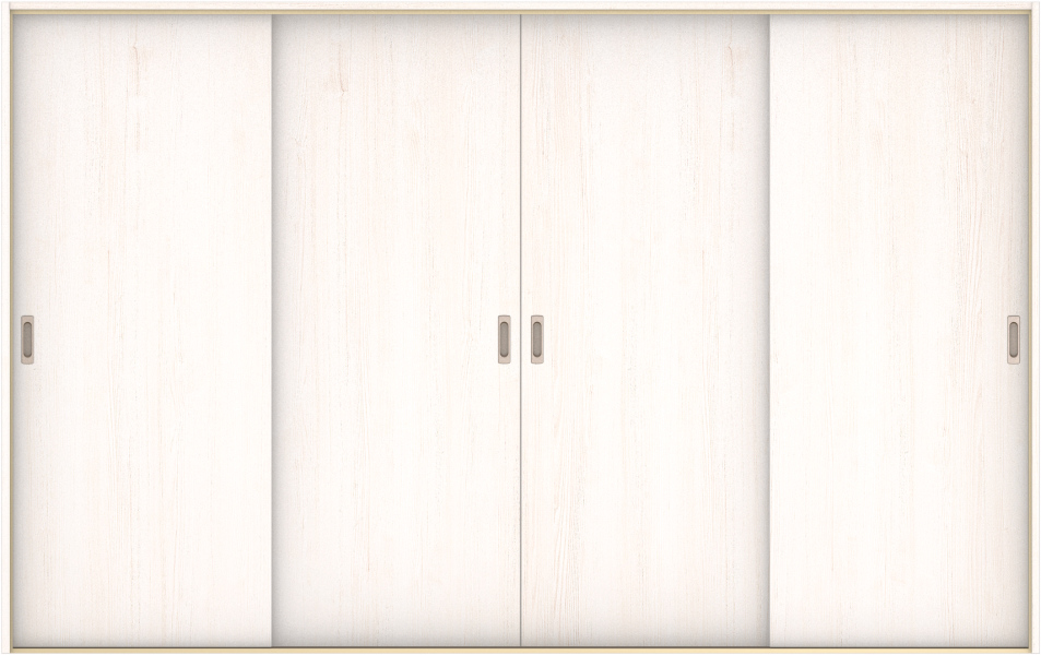 ハピア　戸襖　引戸・４枚引違　扉セット　００デザイン　３２５５幅用　２０００高　〈ネオホワイト〉　化粧タイプ（刷毛引き風）〈白縁〉　左右兼用　〈Ｔシルバー〉×〈Ｔシルバー〉