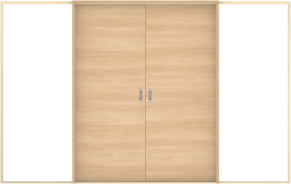 ハピア　戸襖　引戸・引分　扉セット　Ｕ０デザイン　３２５５幅用　２０００高　〈ライトオーカー〉　化粧タイプ（刷毛引き風）〈白縁〉　左右兼用　〈Ｔシルバー〉×〈Ｔシルバー〉