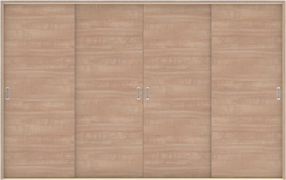 ハピア　戸襖　引戸・４枚引違　扉セット　Ｕ０デザイン　３２５５幅用　２０００高　〈トープグレー〉　化粧タイプ（刷毛引き風）〈白縁〉　左右兼用　〈Ｔシルバー〉×〈Ｔシルバー〉