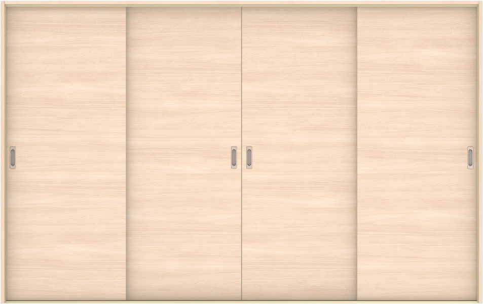 ハピア　戸襖　引戸・４枚引違　扉セット　Ｕ０デザイン　３２５５幅用　２０００高　〈クリアベージュ〉　素地タイプ〈黒縁〉　左右兼用　〈ブラック〉×〈Ｔシルバー〉