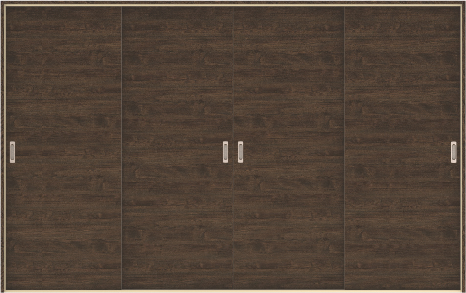 ハピア　戸襖　引戸・４枚引違　扉セット　Ｕ０デザイン　３２５５幅用　２０００高　〈オフブラック〉　化粧タイプ（刷毛引き風）〈白縁〉　左右兼用　〈Ｔシルバー〉×〈Ｔシルバー〉