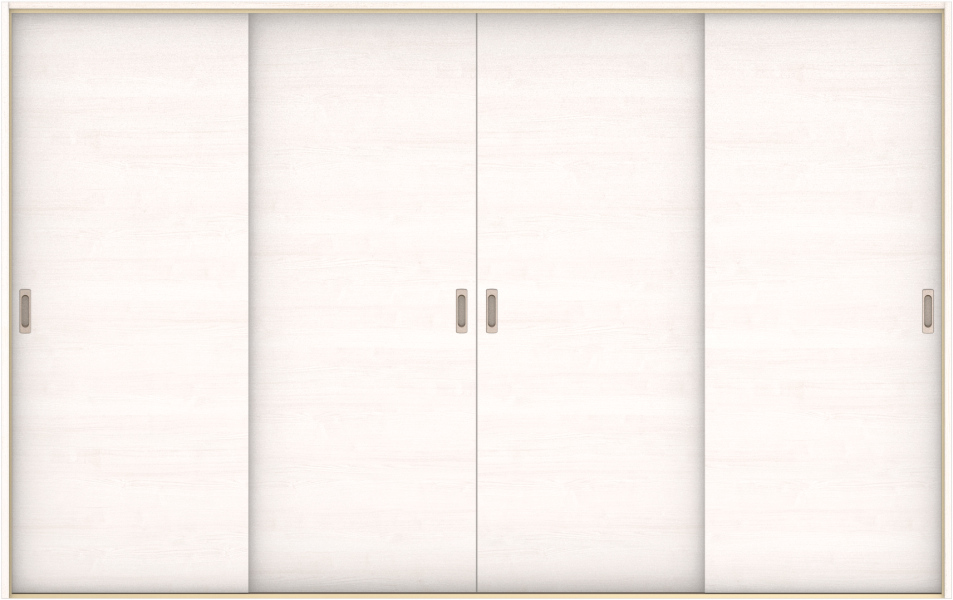 ハピア　戸襖　引戸・４枚引違　扉セット　Ｕ０デザイン　３２５５幅用　２０００高　〈ネオホワイト〉　化粧タイプ（刷毛引き風）〈黒縁〉　左右兼用　〈ブラック〉×〈Ｔシルバー〉