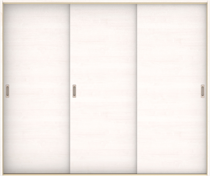 ハピア　戸襖　引戸・３枚引違　扉セット　Ｕ０デザイン　２４３２幅用　２０００高　〈ネオホワイト〉　化粧タイプ（刷毛引き風）〈白縁〉　左右兼用　〈Ｔシルバー〉×〈Ｔシルバー〉