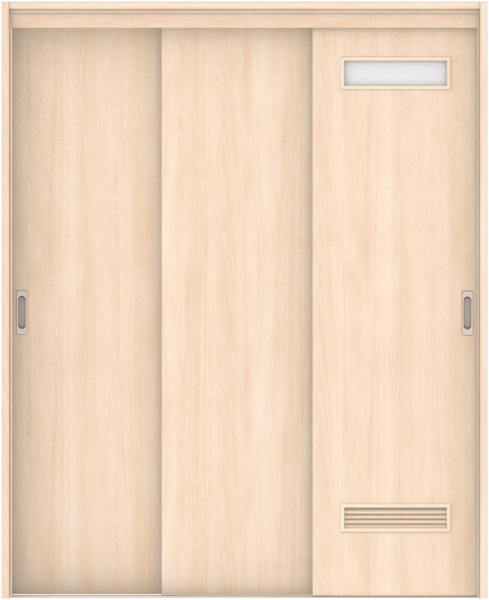 リビングドア　ハピア　機能ドア　３枚連動引戸　扉セット　０８デザイン　１６４５幅用　２０００高　〈クリアベージュ〉　左右兼用　空錠