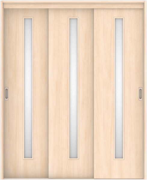 リビングドア　ハピア　機能ドア　３枚連動引戸　扉セット　Ｃ４デザイン　１６４５幅用　２０００高　〈クリアベージュ〉　左右兼用　空錠