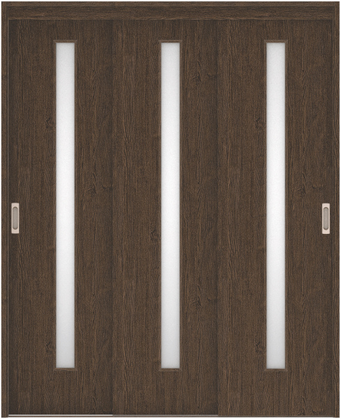 リビングドア　ハピア　機能ドア　３枚連動引戸　扉セット　Ｃ４デザイン　１６４５幅用　２０００高　〈オフブラック〉　左右兼用　空錠