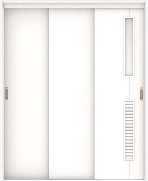 リビングドア　ハピア　機能ドア　３枚連動引戸　扉セット　Ｄ６デザイン　１６４５幅用　２０００高　〈モノホワイト〉　左右兼用　空錠