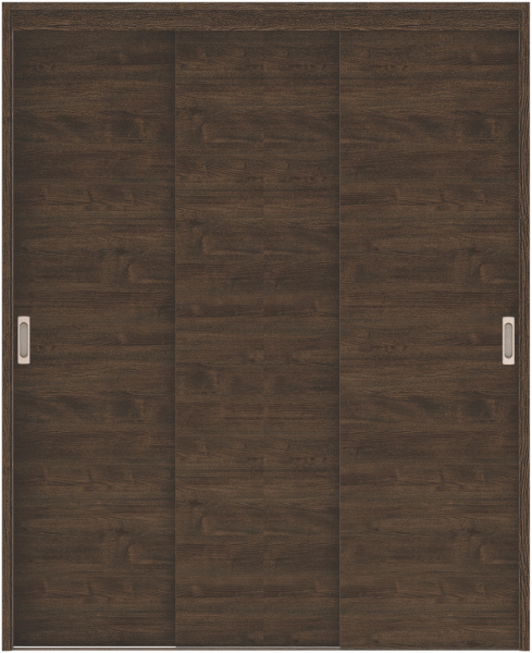 リビングドア　ハピア　機能ドア　３枚連動引戸　扉セット　Ｕ０デザイン　１４５０幅用　２０００高　〈オフブラック〉　左右兼用　空錠