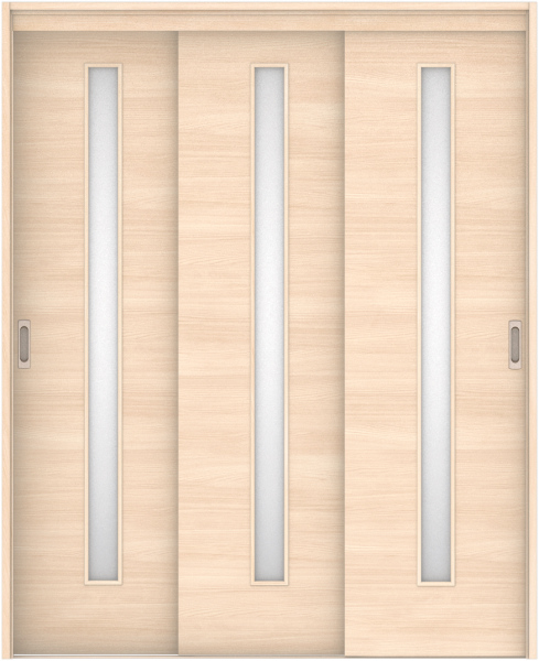 リビングドア　ハピア　機能ドア　３枚連動引戸　扉セット　Ｕ８デザイン　１６４５幅用　２０００高　〈クリアベージュ〉　左右兼用　空錠