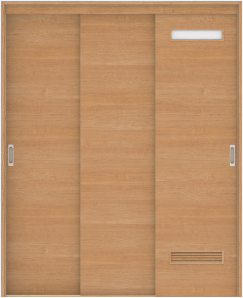 リビングドア　ハピア　機能ドア　３枚連動引戸　扉セット　Ｙ８デザイン　１６４５幅用　２０００高　〈ティーブラウン〉　左右兼用　空錠