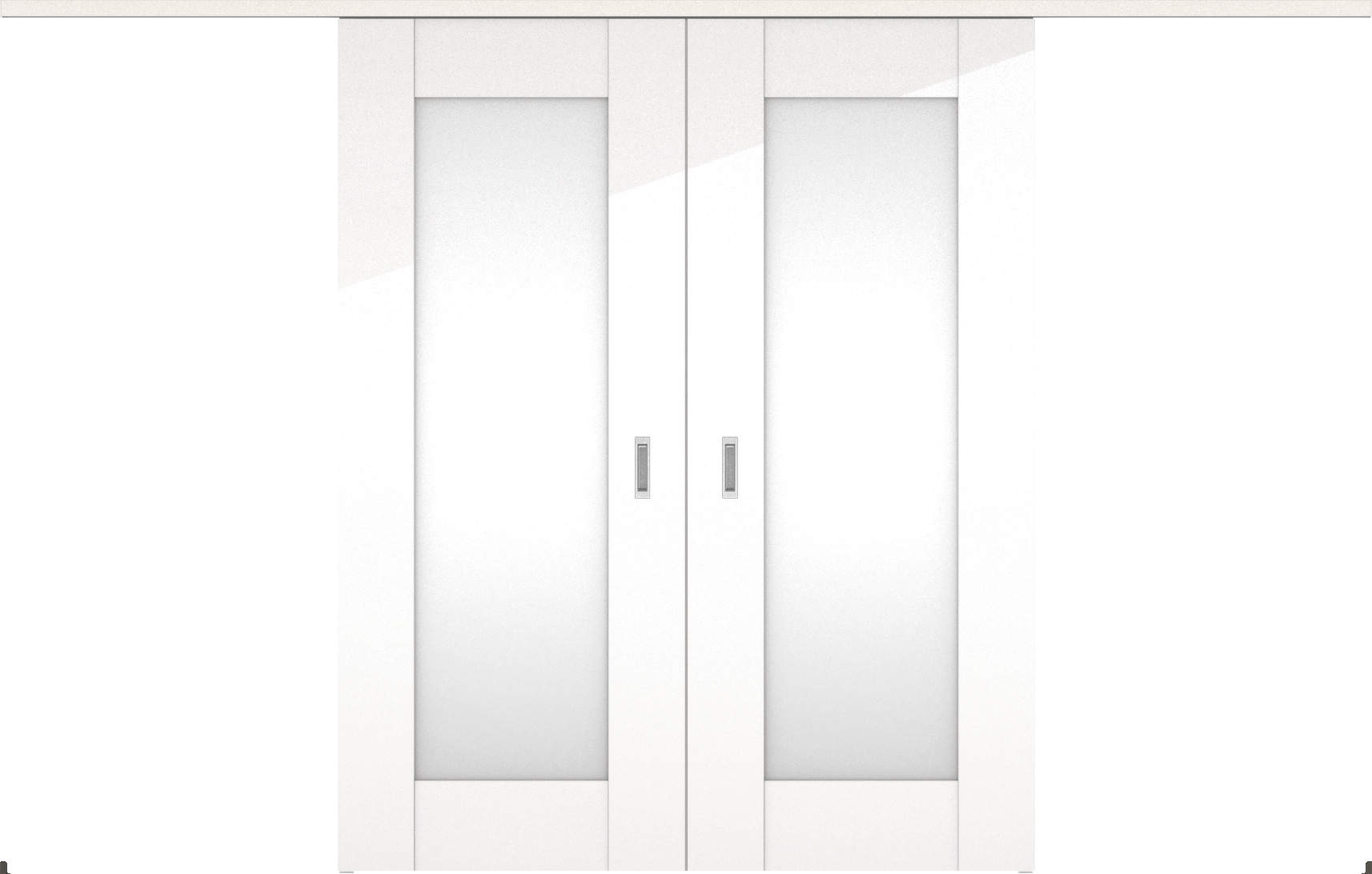 リビングドア　ハピアグロス調　アウトセット吊戸・引分　セット　５Ｐデザイン　３２８０幅　２０００高　〈ルミホワイト〉　左右兼用　空錠　ラクラクローズ付　引分用レールセット　〈モノホワイト〉　引分用開口出隅セット　〈モノホワイト〉