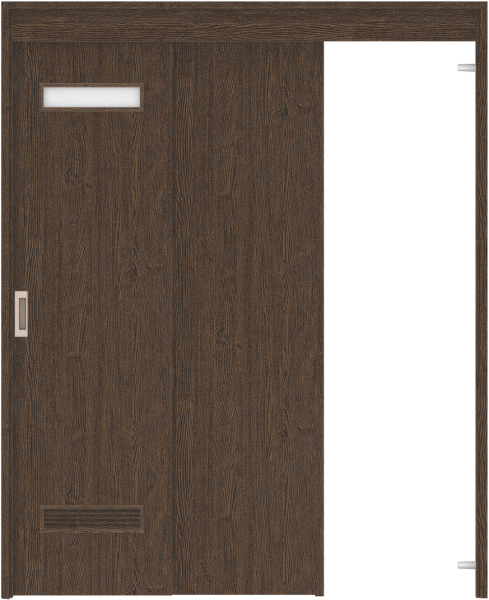 リビングドア　ハピア　機能ドア　２枚連動吊戸　扉セット　０８デザイン　１６４５幅用　２０００高　〈オフブラック〉　左引　空錠