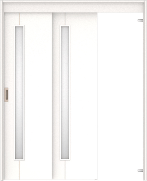 リビングドア　ハピア　機能ドア　２枚連動吊戸　扉セット　Ｄ４デザイン　１６４５幅用　２０００高　〈モノホワイト〉　右引　空錠